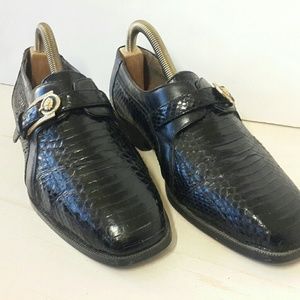 Giorgio Brutini Mens Snake Skin Black Loafer Shoes